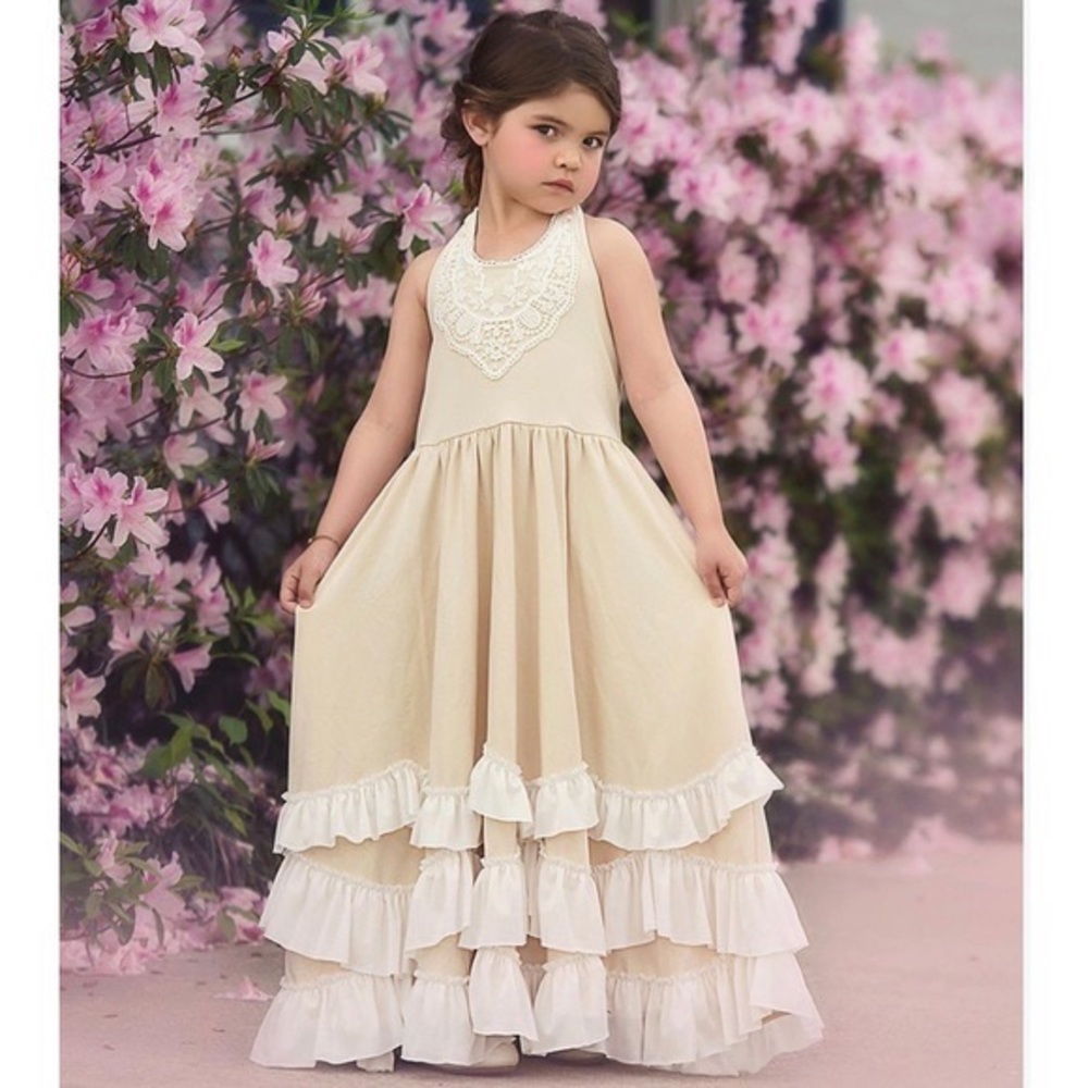 Trish Scully Cream Twirl Dress EUC